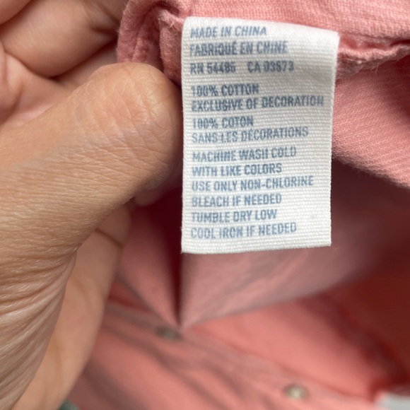 Ladies American Eagle Peach Corduroy Button Up Shirt Size L - Picture 2 of 3